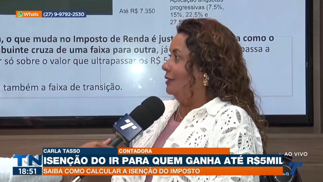 Carla Tasso fala à TV Tribuna sobre as novas regras do Imposto de Renda